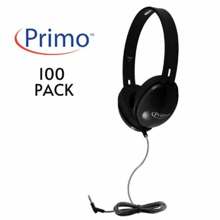 HAMILTON BUHL HamiltonBuhl  Primo Stereo Headphones, Black, 100PK PRM100B-100